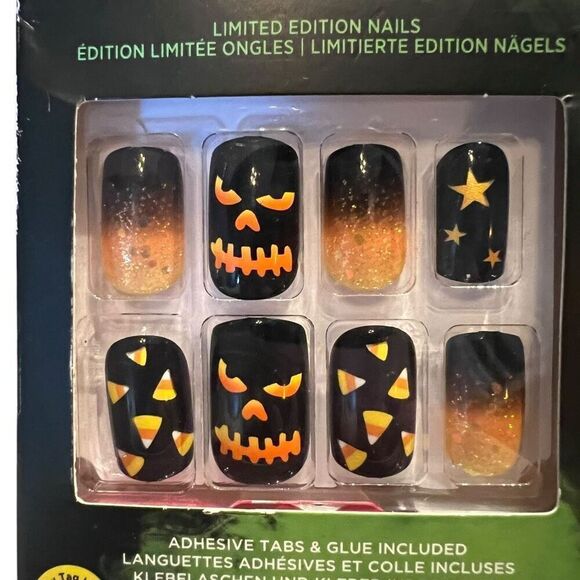 Kiss Other - Kiss Limited Edition Halloween Glow in the Dark Press On Nails Black Orange New